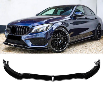 Front Splitter for 2015-2018 Mercedes-Benz C Class W205 Sport AMG-Line Front Bumper Lip Gloss Black
